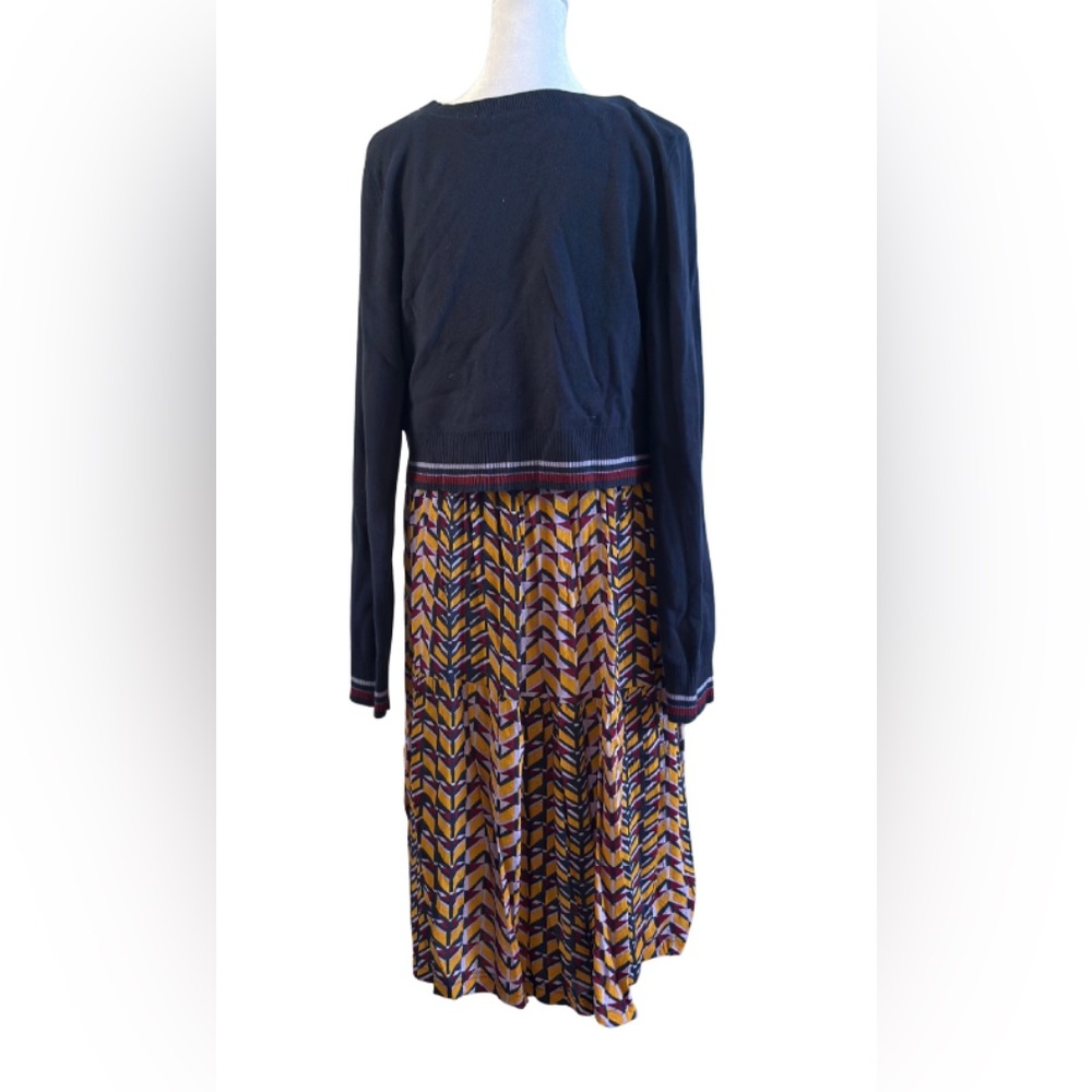Maeve by Anthropologie Chevron Print Midi Dress with Sweater Overlay - Picture 5 of 8
